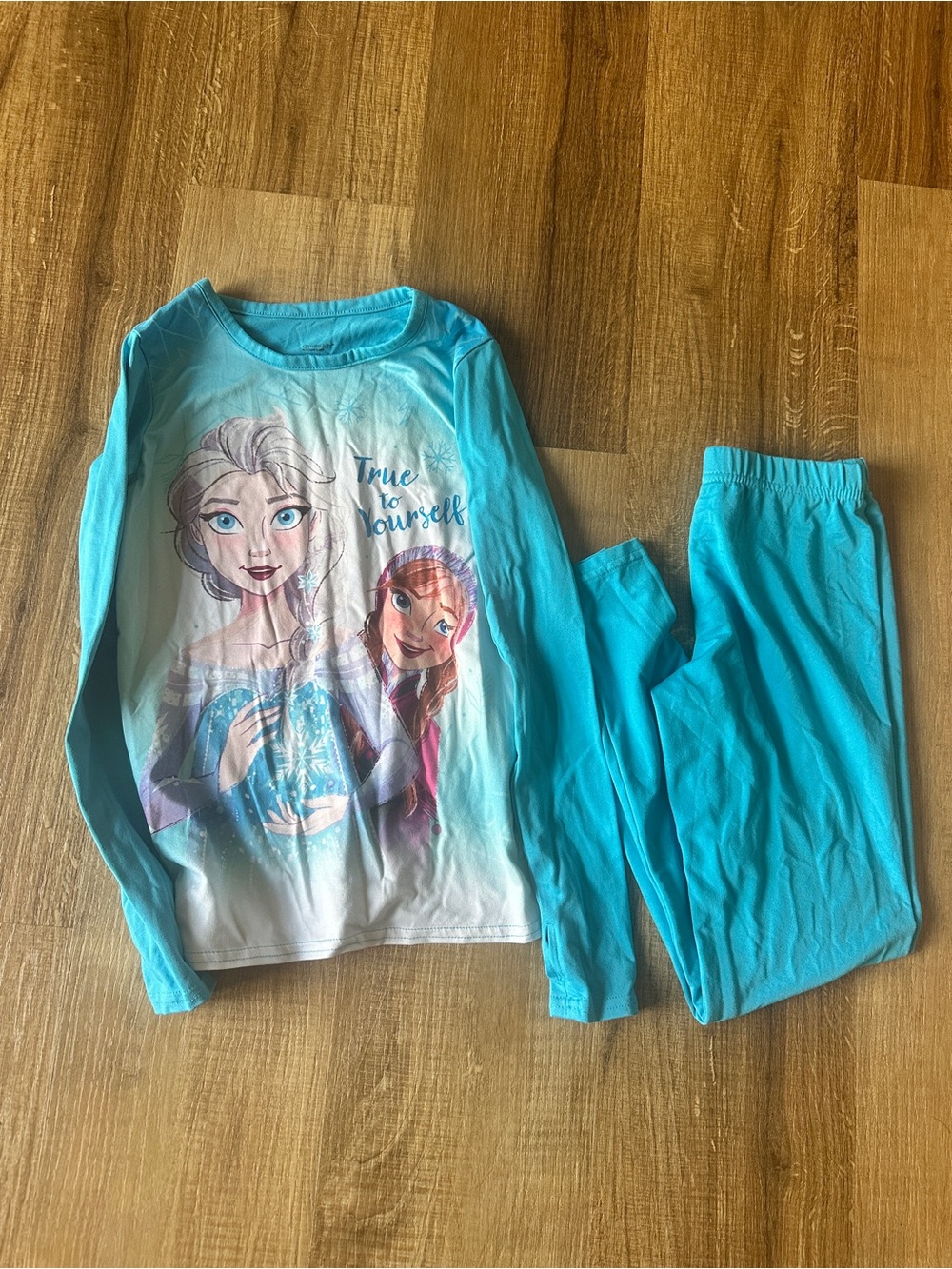 Girls' Turquoise Frozen Character Long-Sleeve Pajama Set - 'True to Yourself'